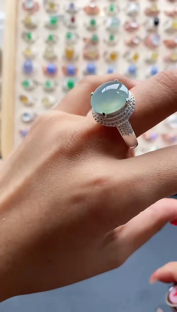 【闪购商品】翡翠戒指未镶嵌缅甸天然A货翡翠444 3+6