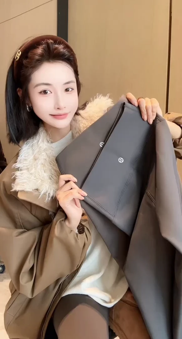 2025秋冬新款休闲运动百搭显瘦高腰无裆缝线加绒加厚紧身打底长裤