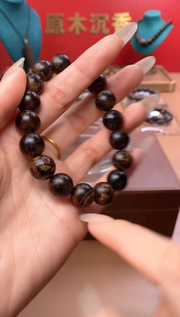 【闪购商品】沉香手串Y沉水越南芽庄白棋楠瘿子留疤12单圈