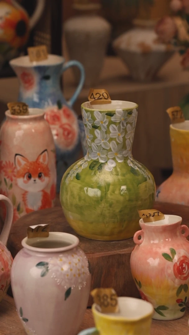 陶瓷420景德镇设计师手作花器摆件侘寂风