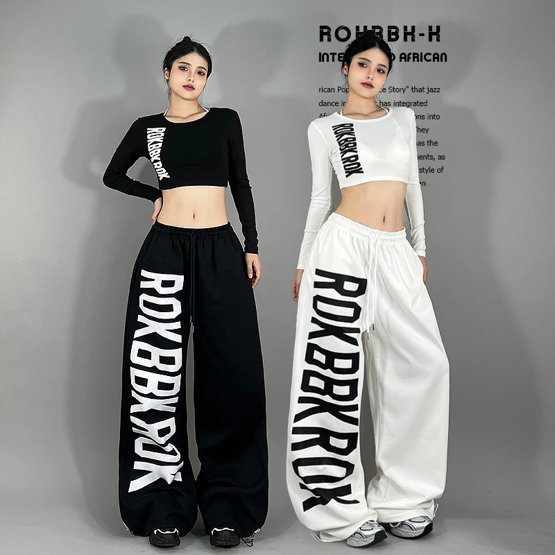 ROKBBK-K布韩韩街舞潮牌美式街头复古字母宽松休闲裤女