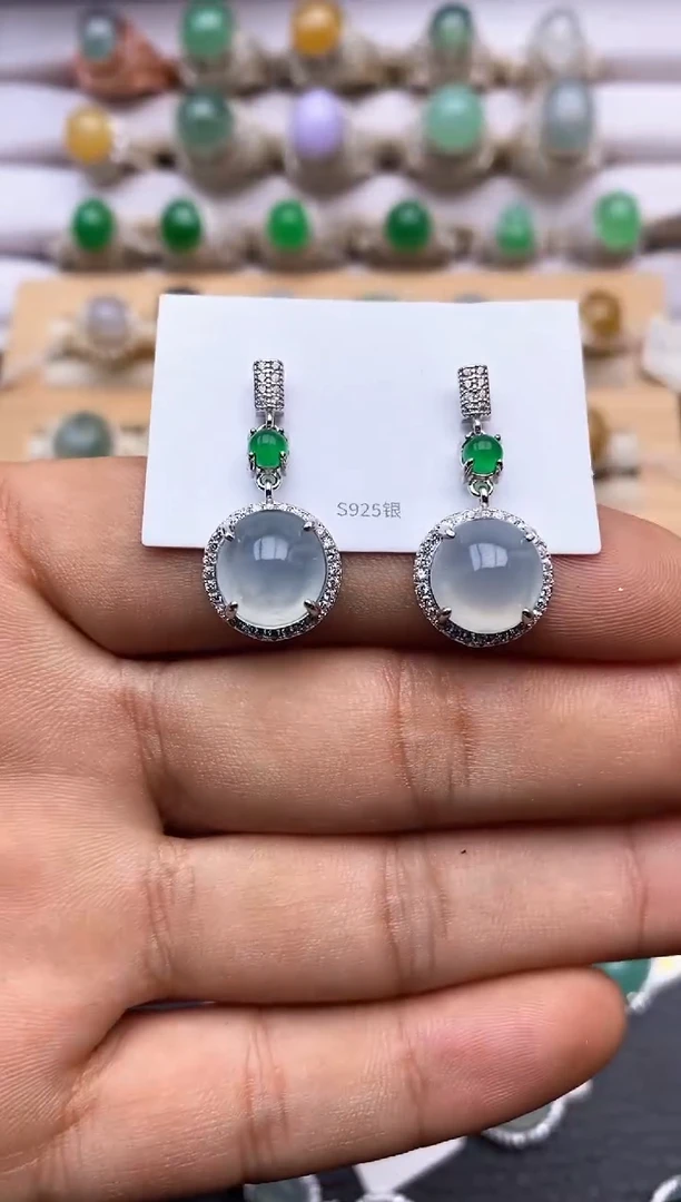 【闪购商品】翡翠耳饰银S925镶嵌/0006