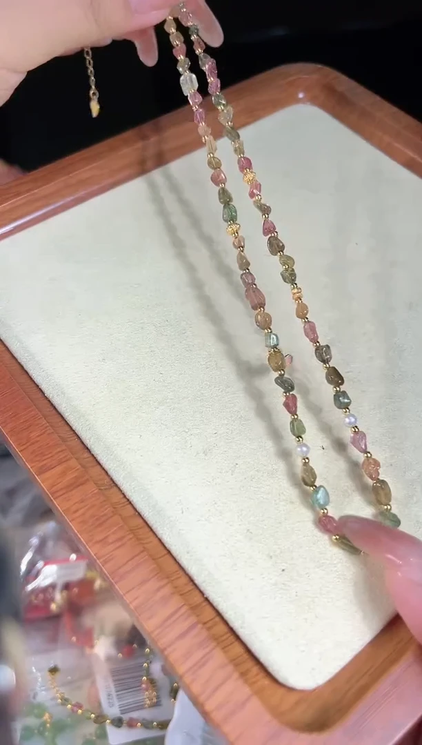 银S925镶嵌项链碧玺多样性发货其一