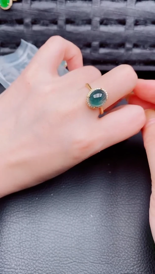 【闪购商品】翡翠戒指银S925镶嵌天然a货翡翠744