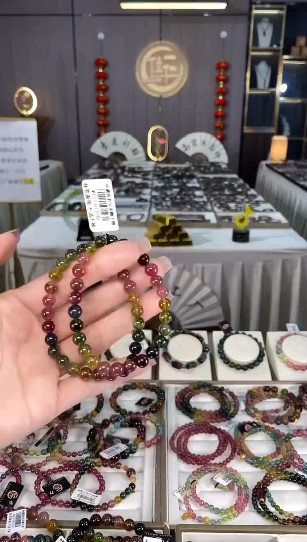 未镶嵌老矿碧玺彩虹单圈手串6mm+碧玺hon多样性发货一条