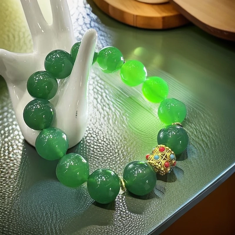 S7708（玉姐珠宝）青翠芙蓉玛瑙绿手串-送礼佳品-