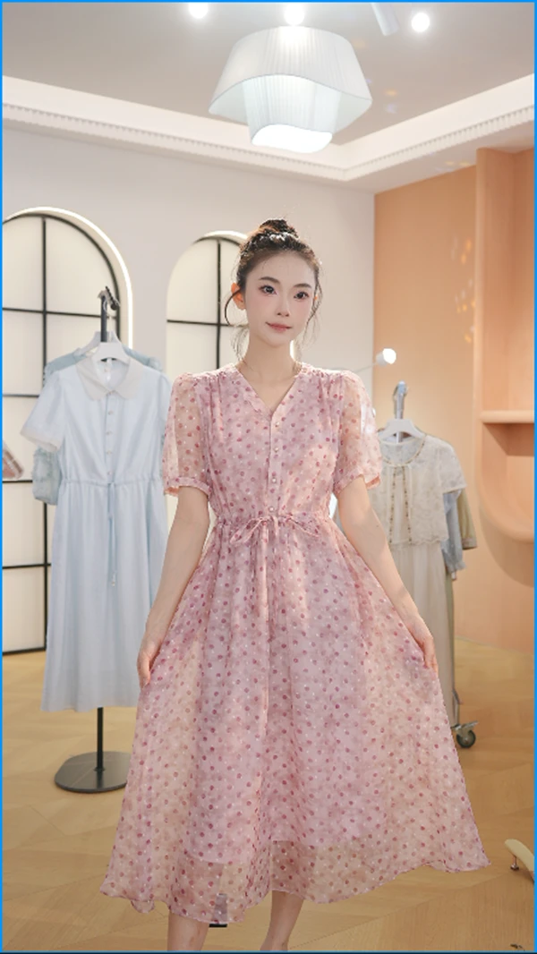 【送运费险】M1213 夏季新款高档洋气新中式收腰显瘦连衣裙女时尚