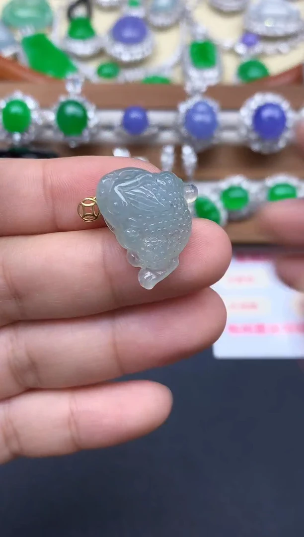 颈饰18K金镶嵌翡翠214-中国好珍宝