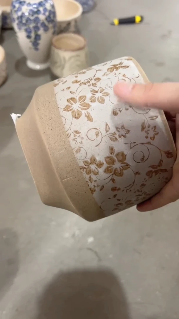 【闪购商品】陶瓷花盆高13.5cm内口12.5cm