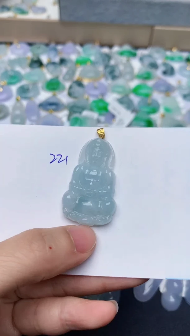 【闪购商品】翡翠颈饰18K金镶嵌天然翡翠A货    221