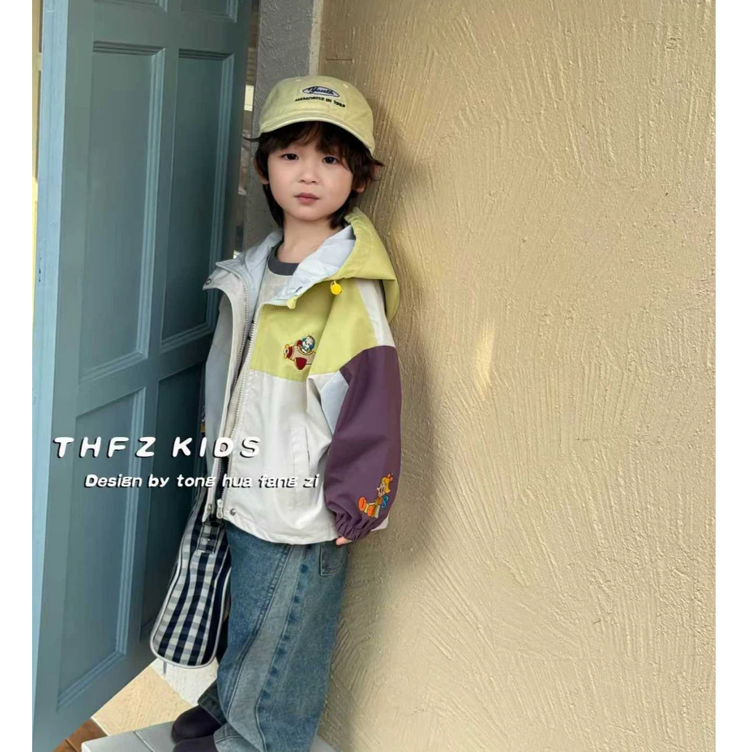 2025春季户外休闲时尚韩版卡通儿童T恤卫衣外套