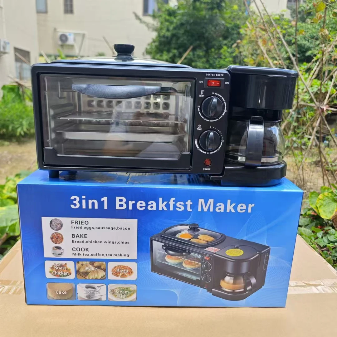 跨境三合一多功能家用早餐机多士炉迷你电烤箱面包机咖啡机Y0
