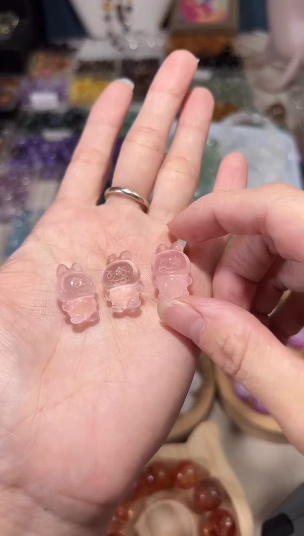 水晶手串未镶嵌粉水晶拉布布单颗