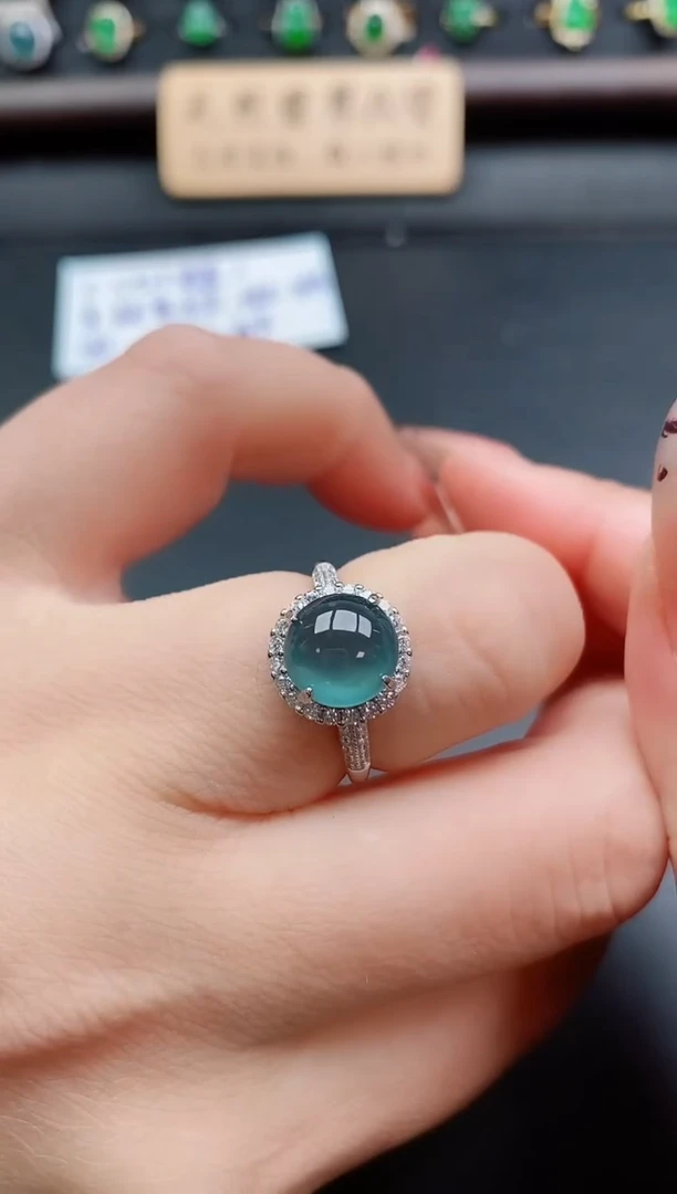 银S925镶嵌戒指翡翠1