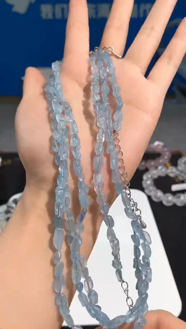 【闪购商品】水晶手链未镶嵌82号天空蓝海蓝宝锁骨链