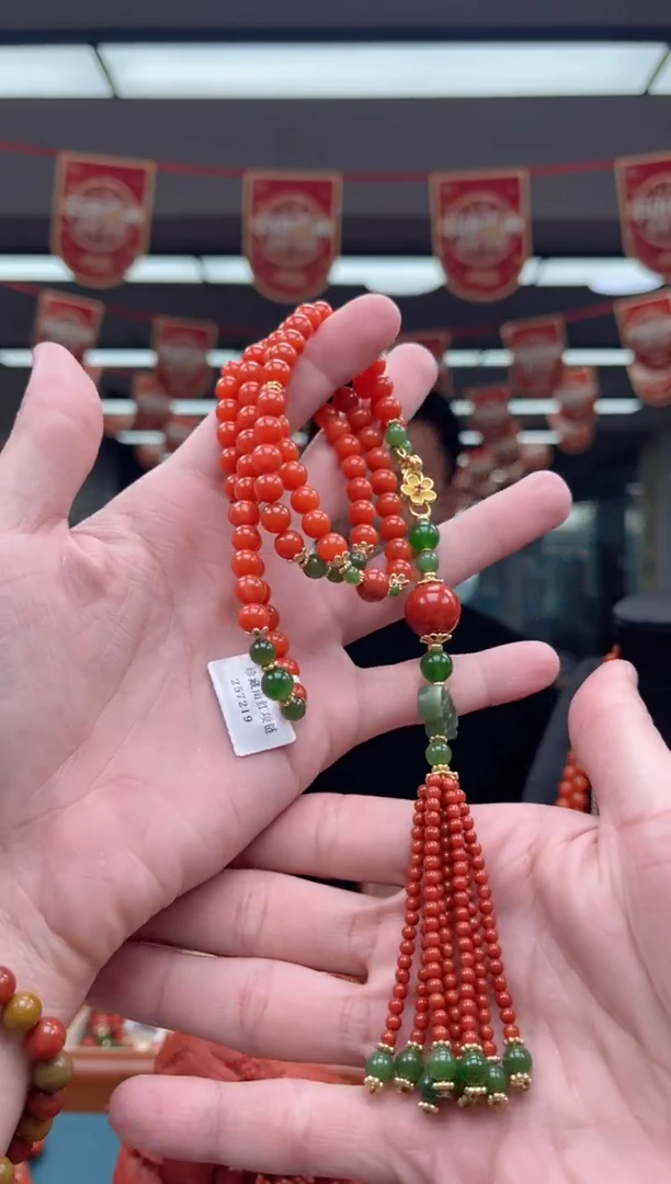 【闪购商品】南红玛瑙A61未镶嵌瓦西项链多圈7mm