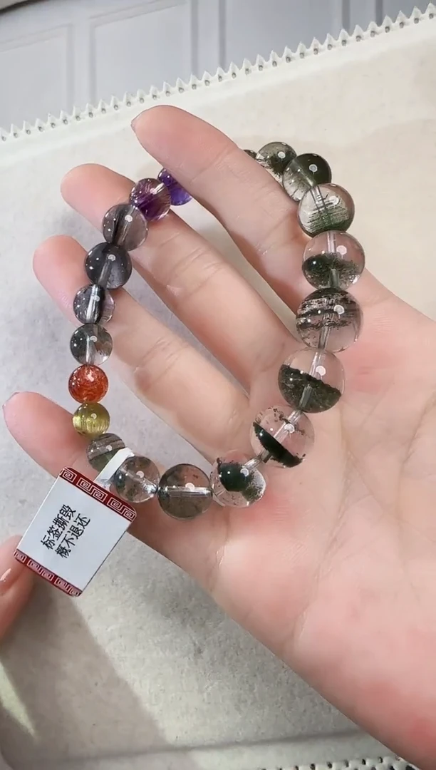 颈饰未镶嵌水晶绿幽灵金草莓多宝单圈手链