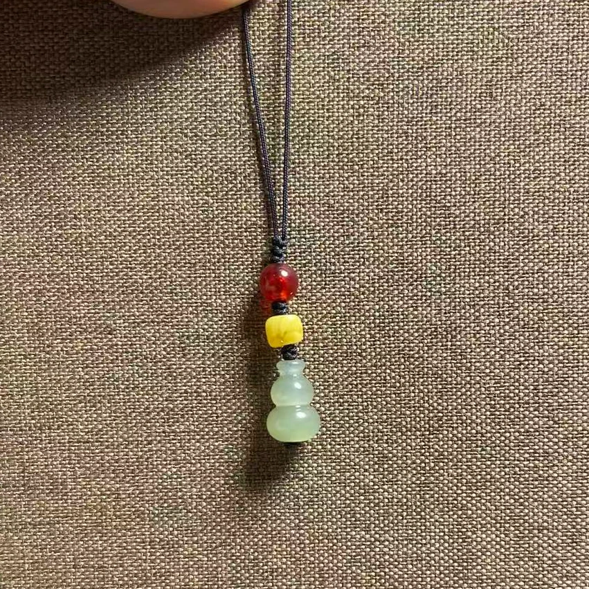 原创天然和田玉葫芦手机链高端精致男女个性小众招财款挂件礼物