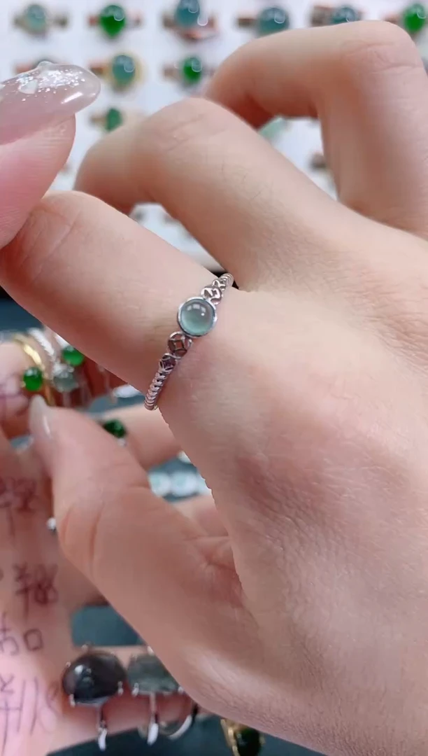 银S925镶嵌戒指翡翠天然翡翠