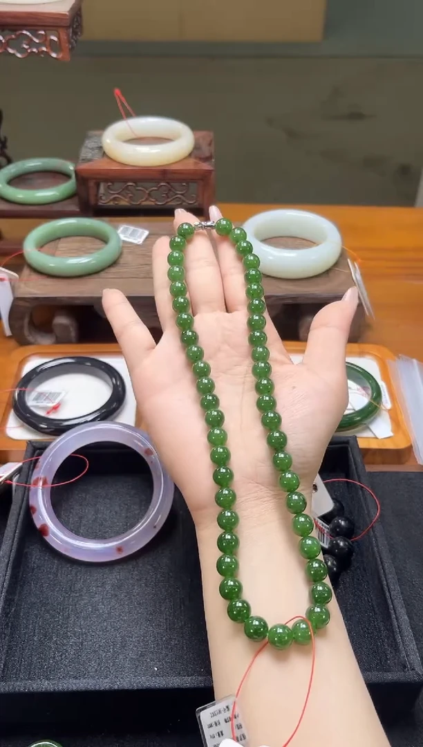 项链未镶嵌和田玉卡10俄料碧玉 妈妈链