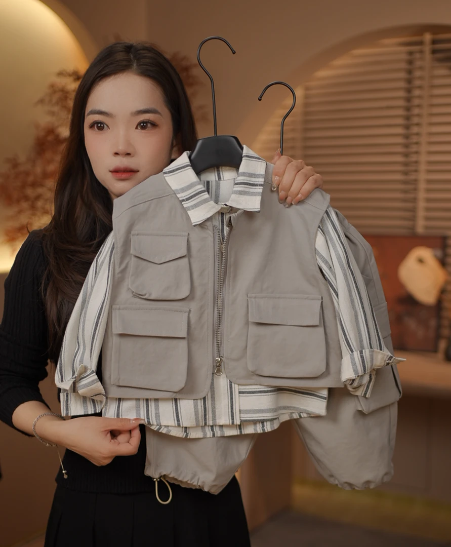 2025年儿童秋春季新款洋气时尚休闲韩版中小童春款工装套装25A003