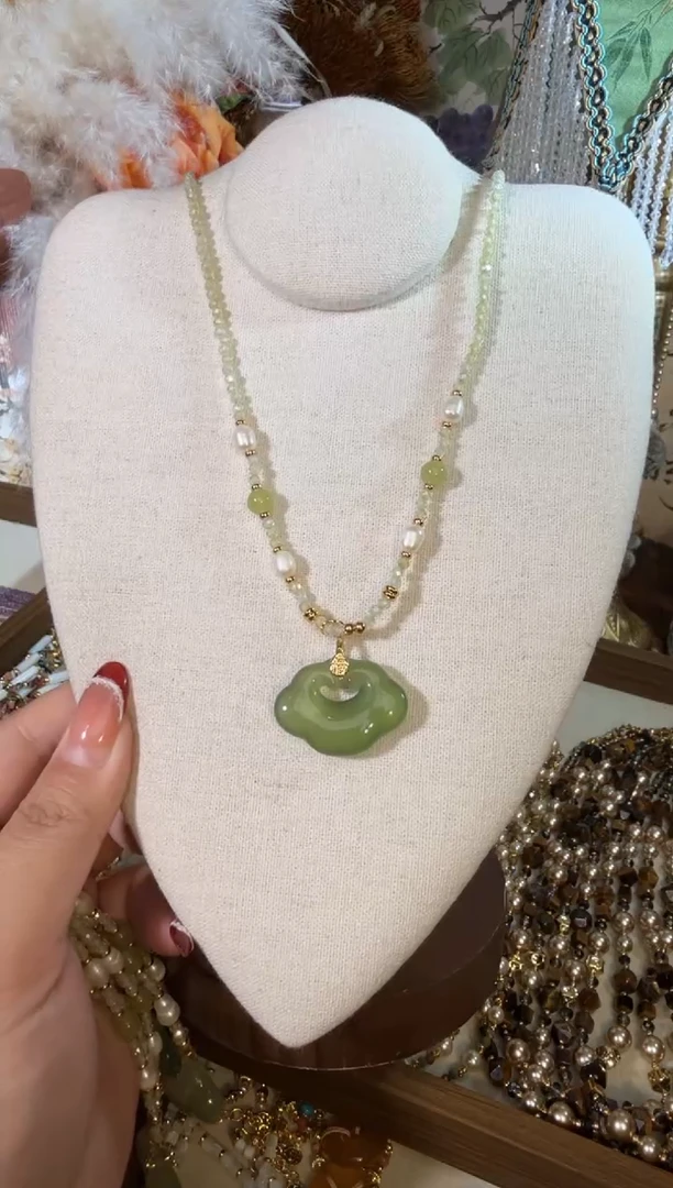 未镶嵌项链玛瑙/玉髓绿祥云 067