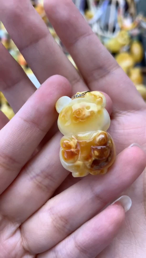 银S925镶嵌琥珀珠宝奇石077琥珀蜜蜡瑕疵品