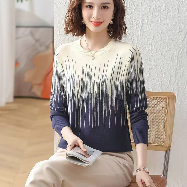 新款妈妈洋气薄款中老年春秋气质针织上衣63915