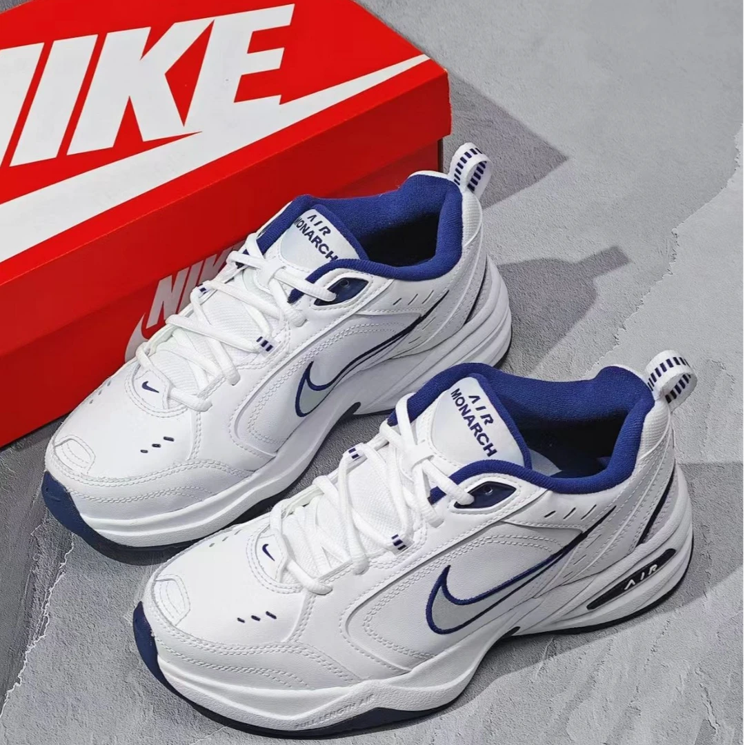 nike耐克 Air Monarch 4男女同款低帮蓝白老爹运动休闲鞋官方正品