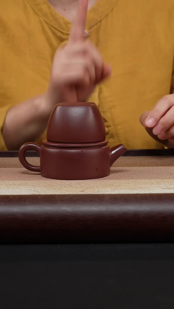 【闪购商品】紫砂茶壶平底汉瓦-龙血砂光MH-0989
