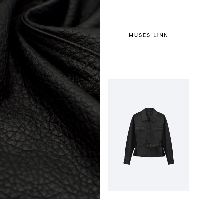 LINN【沙漏腰皮衣】羊皮皮衣女外套气质长袖百搭休闲短外套M25WT197