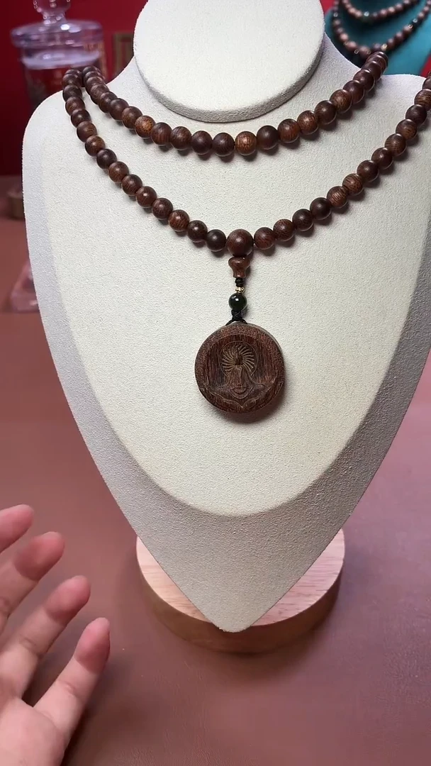 沉香手串沉水越南顺化满油紫棋06*108无相吊坠