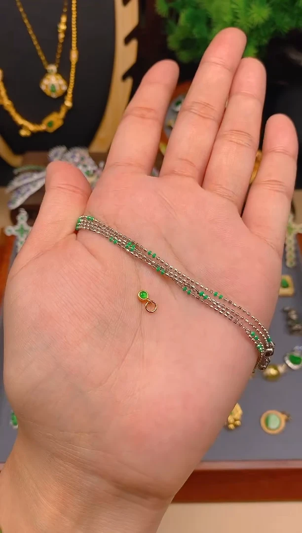 【闪购商品】翡翠项链银S925镶嵌银色可调节项链