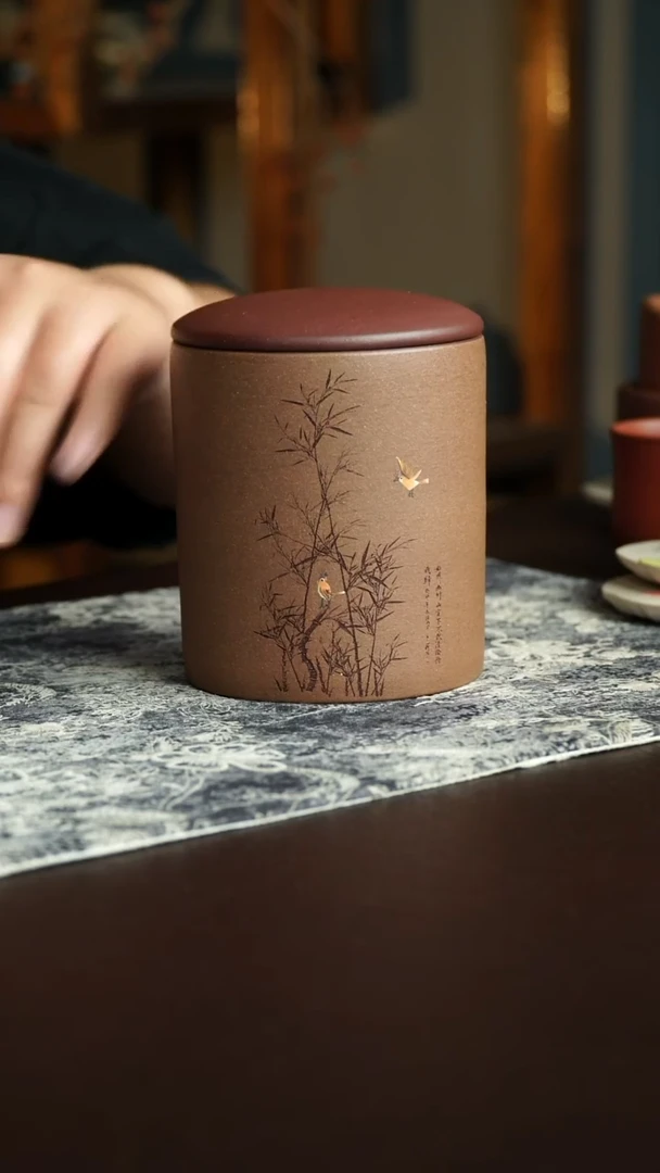 茶杯紫砂38号宜兴紫砂原矿作品茶叶罐