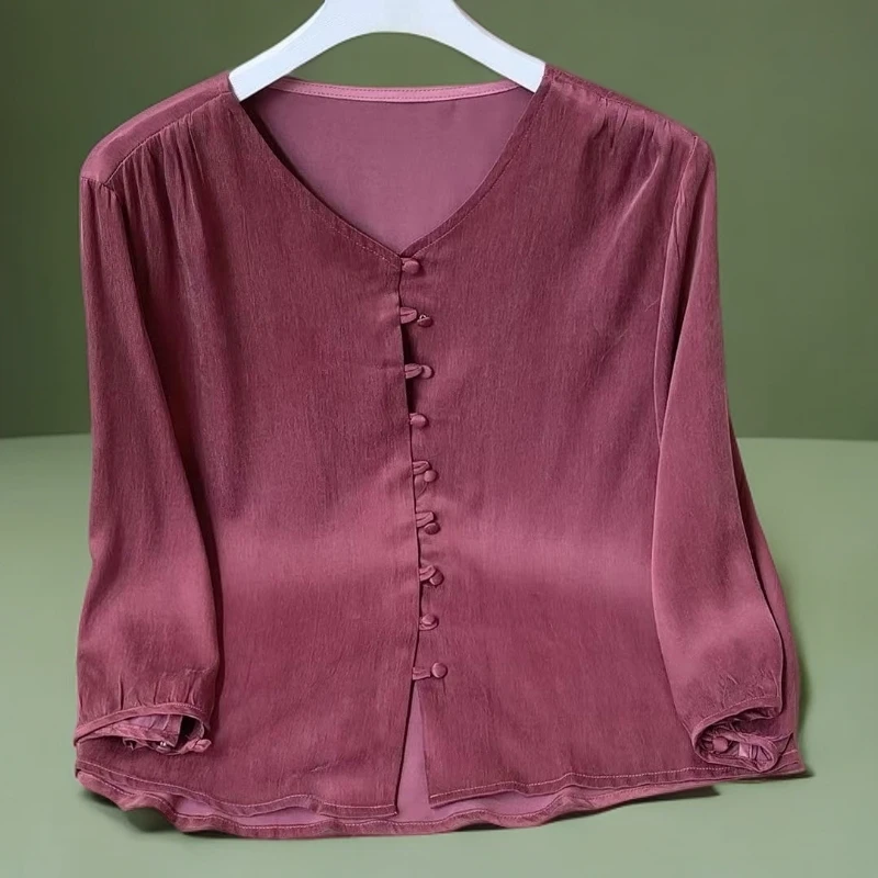 622【原创 V领 挂霜】重工砂洗优雅气质休闲百搭高级感减龄开衫上衣