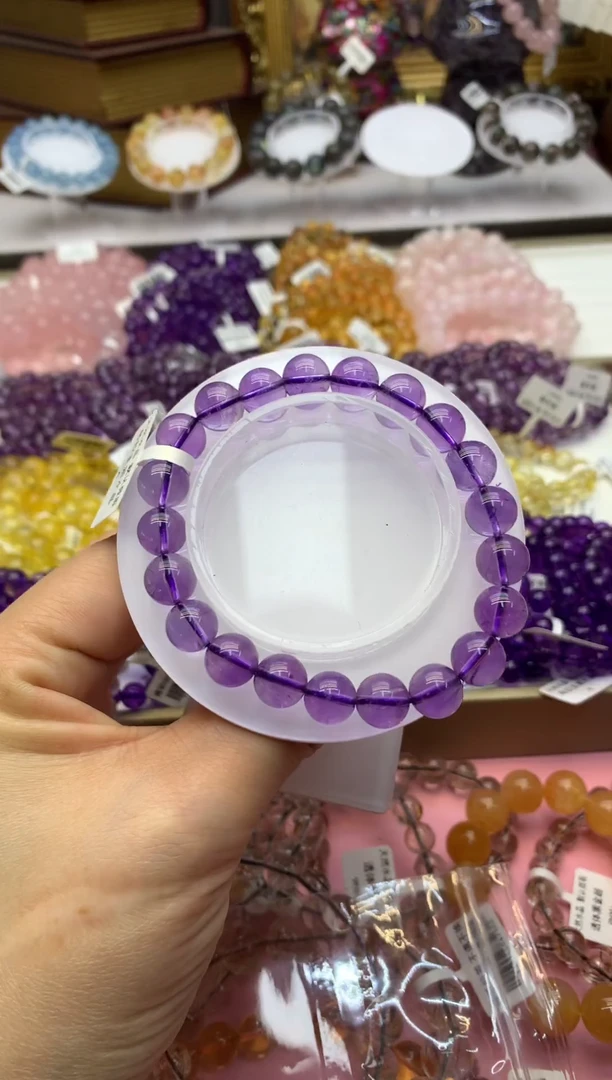 【闪购商品】水晶手串未镶嵌透体乌拉圭紫水晶9+