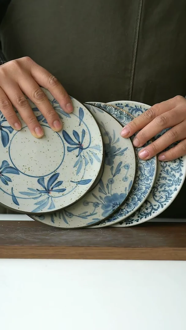 【闪购商品】陶瓷鸢尾银杏七里香常春藤甜品盘@4-2@