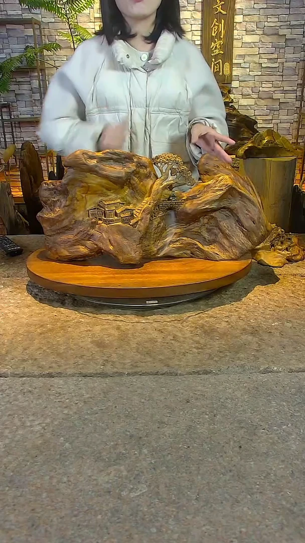 木木雕款香樟木山水禅意倒流香摆件