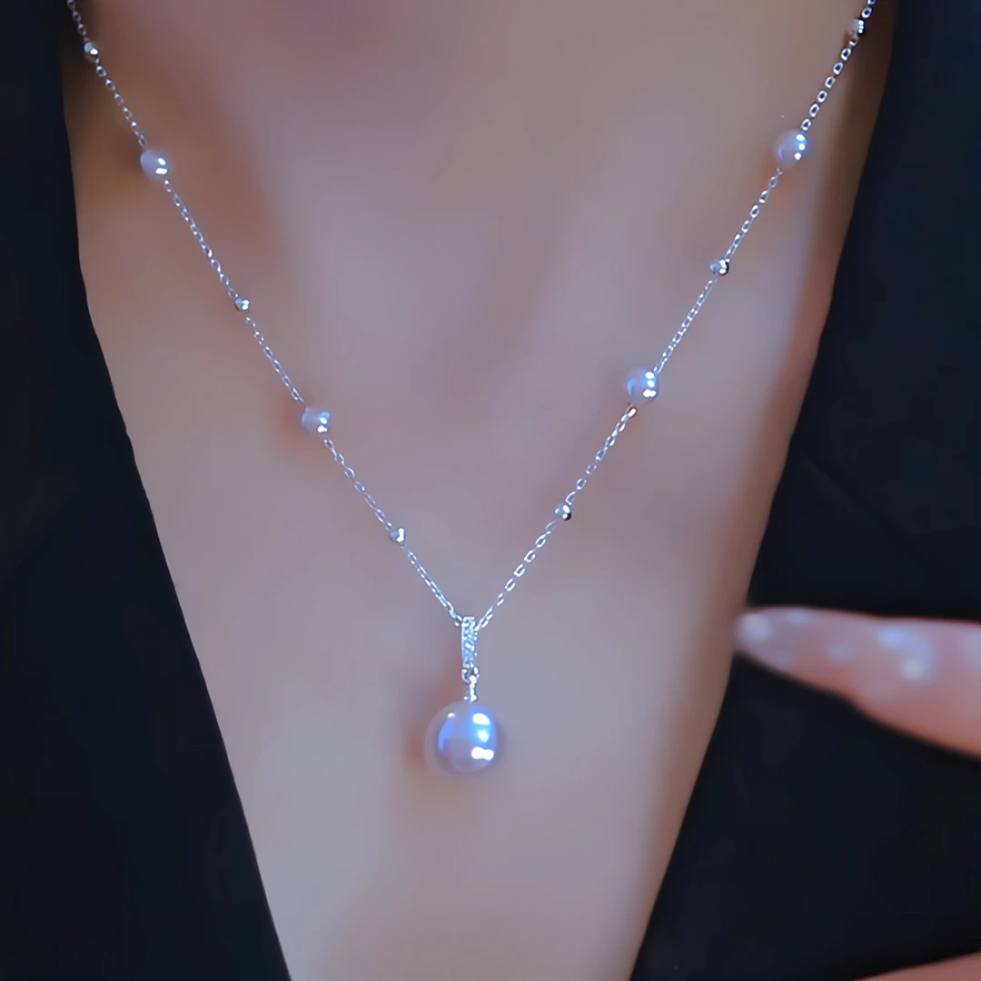 钛钢仿珍珠项链 【曼卡玫瑰色满天星】项链小众设计感锁骨链女轻奢