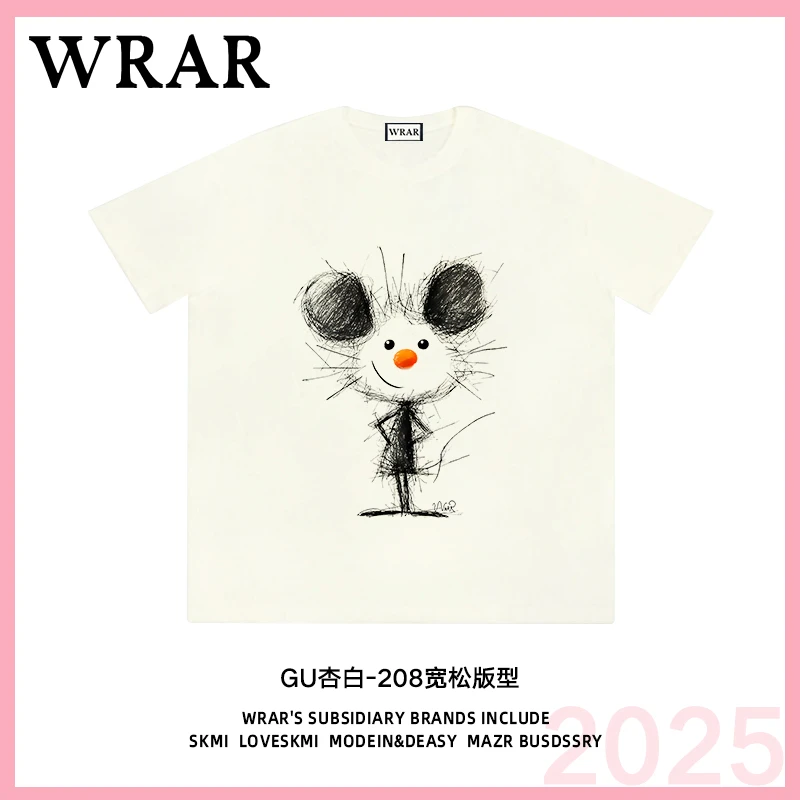 【红鼻子鼠】新品潮流夏季透气宽松T恤休闲情侣春夏个性印花