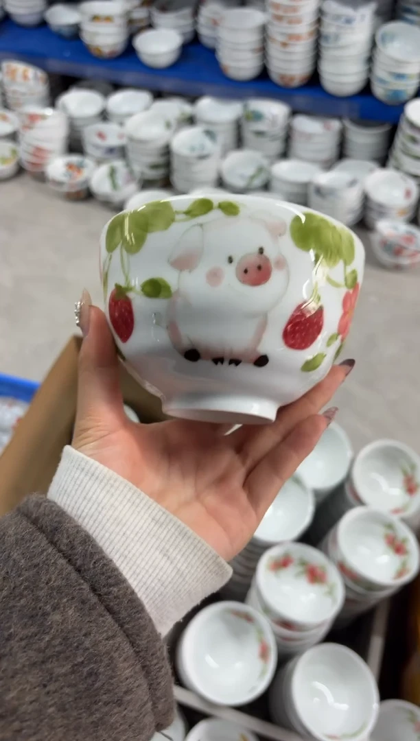 瓷片景德镇高温陶瓷食品级手绘釉中彩-墩墩碗