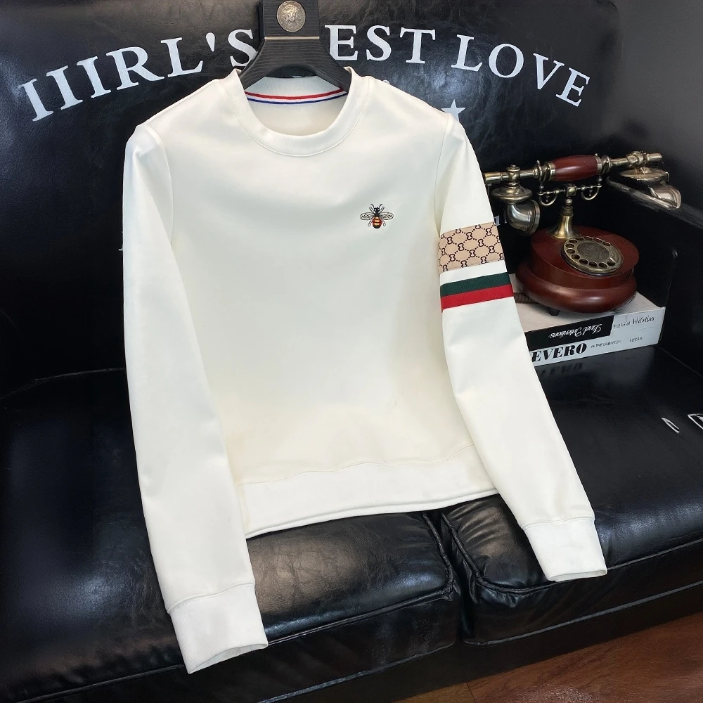 法帝卡尔克小蜜蜂刺绣圆领卫衣男士春秋季时尚欧货高端潮牌打底衫