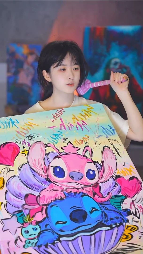 油画羿大尺寸史迪仔丙烯画纯手绘