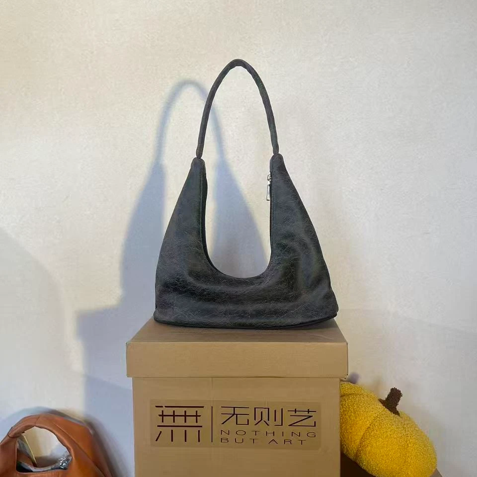 无则艺【U型女包】岩黑色科技布这家布包很艺术原创斜挎包个性