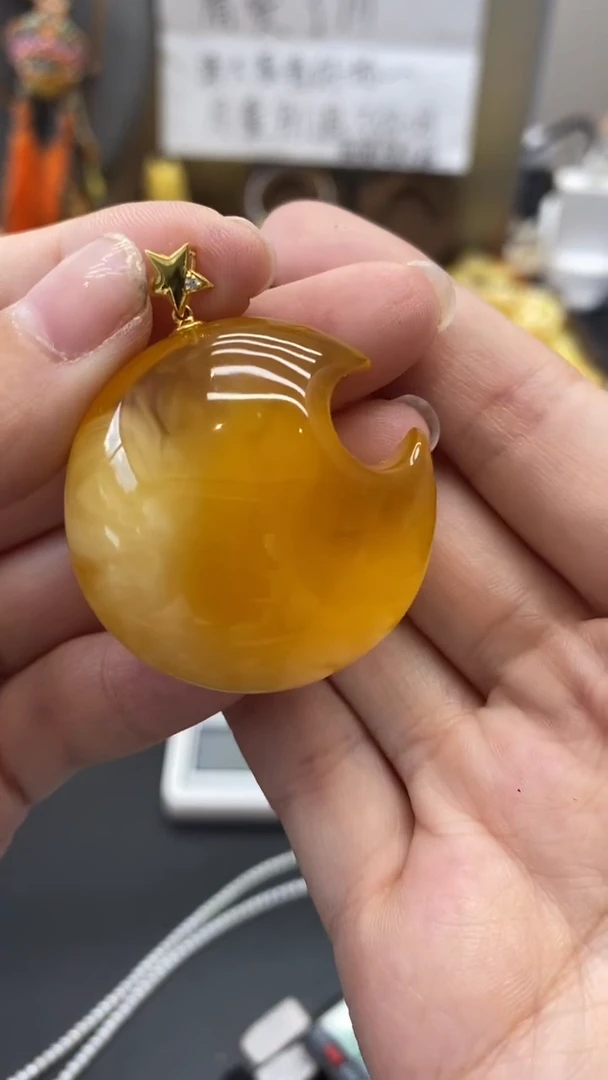 琥珀18K金镶嵌珠宝奇石1707