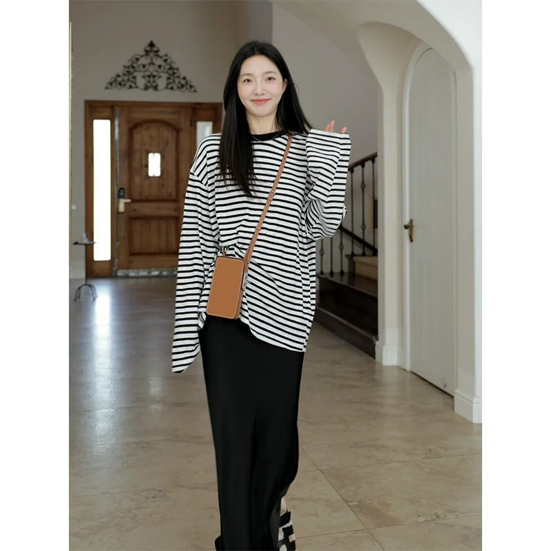 郭九九呢 亚麻棉休闲宽松显瘦长袖T恤显瘦鱼尾半身裙 G924Y14124