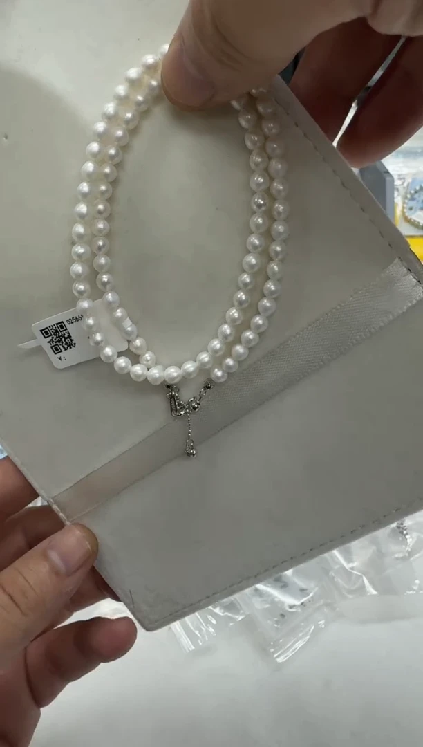 【闪购商品】淡水珍珠项链银S925镶嵌4-5mm