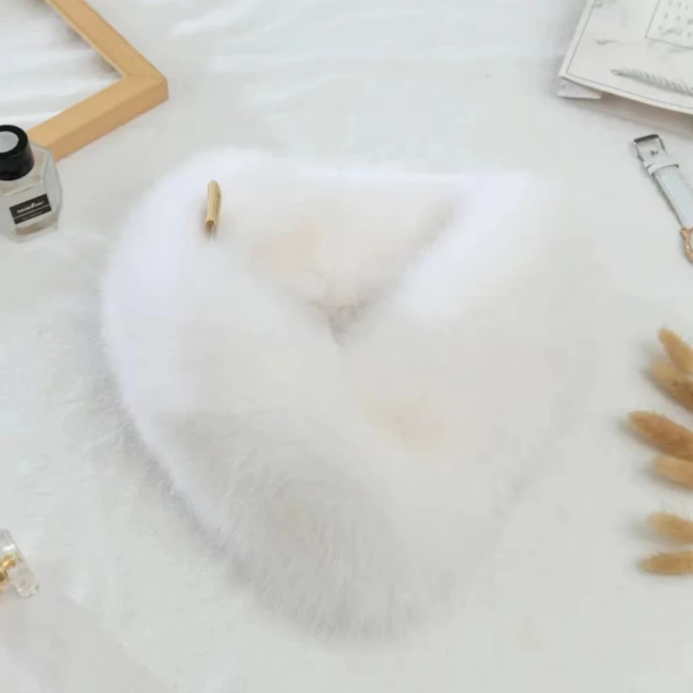 【爆品围脖】小狐毛女围巾磁铁百搭韩版保暖纯色毛2024c8900小禹