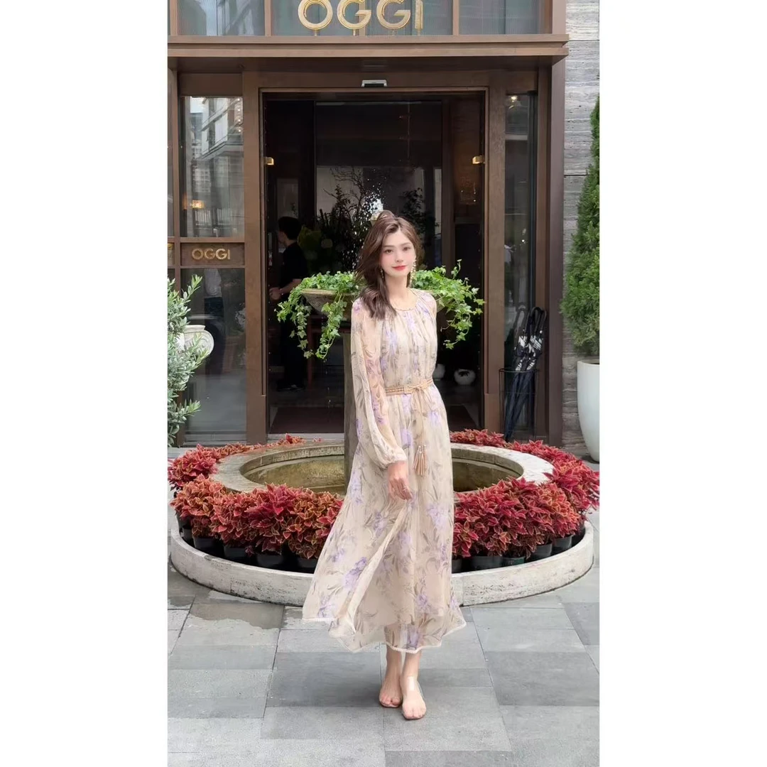 【2025文文-紫鸢】重磅100桑蚕丝连衣裙59044-2