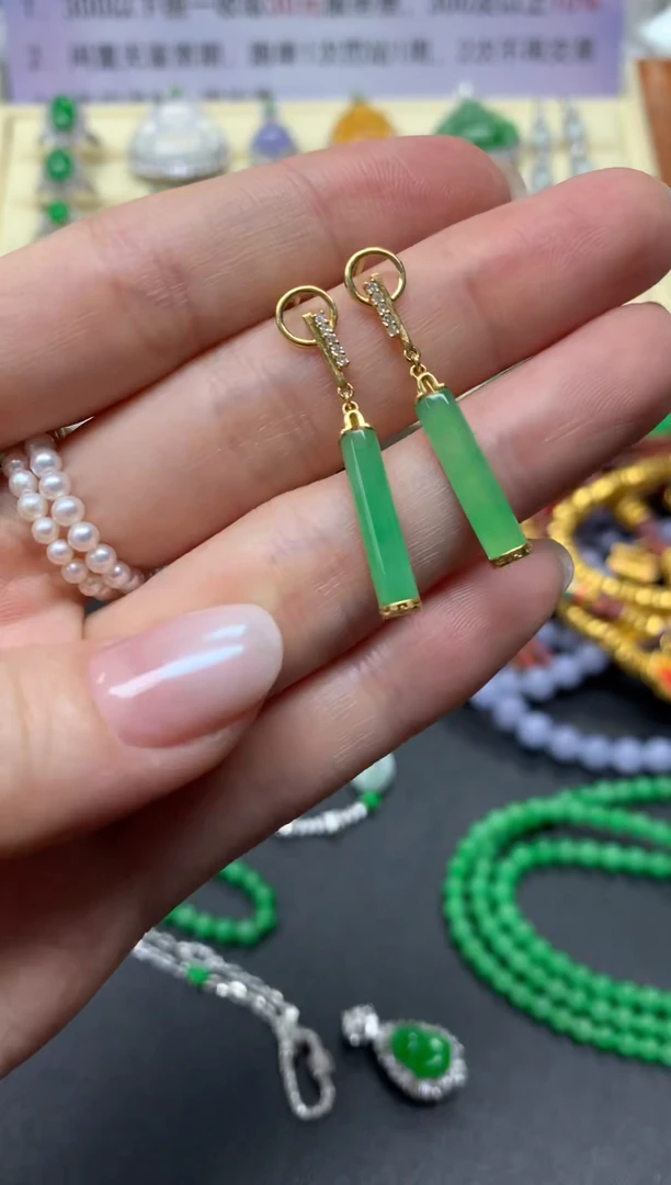 【闪购商品】翡翠耳饰18K金镶嵌耳饰|3500+350